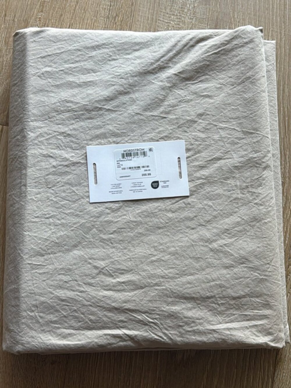 NEW parachute home brushed cotton king size top sheet in 'latte' color